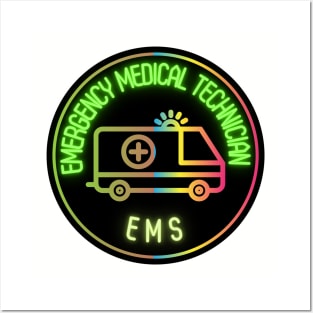 Neon emt first responder Posters and Art